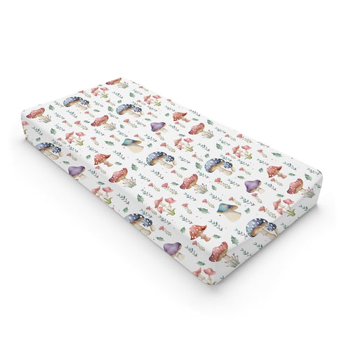 Watercolor Mushroom Forest Changing Pad Covers - Colorful Baby Diaper Change Table Sheets for Boy Girl, 32''x16''