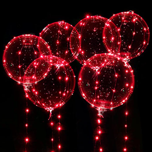 GameXcel LED Light Up Balloons, 20 Inch, 6 Pack Clear Bobo Balloons with 10ft Red LED String Lights