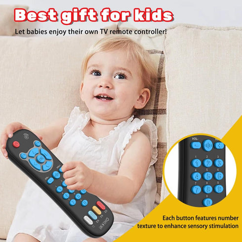 Baby Remote Control Toy for 1 Year Old Boys Girls, Realistic Toddler TV Remote with Music & Light, Early Education