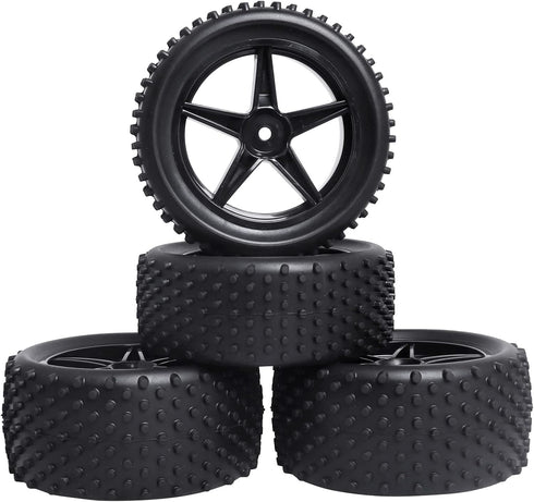 Hobbypark Front and Rear Tires & Wheels Set, 12mm Hex Hubs for Redcat HPI Exceed RC 1/10 Off Road Buggy