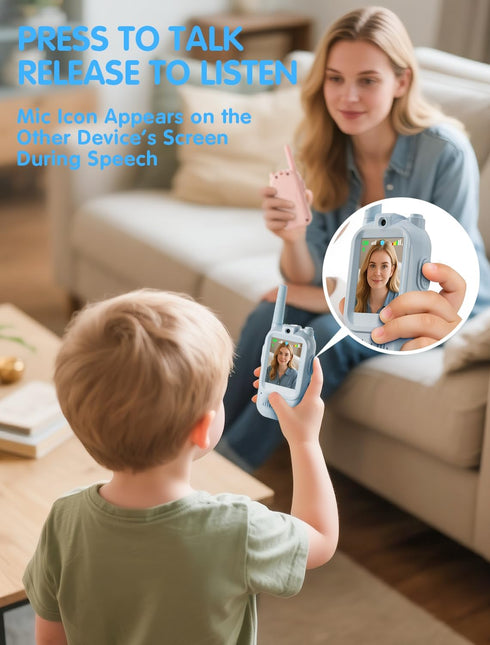 Fabeto 2 Pack 3-8 Walkie Talkie for Kids with Video: Rechargeable Toddler Toys with HD Camera & Voice Changer, Long