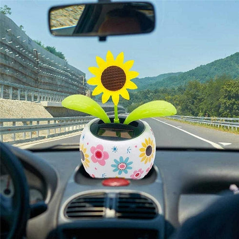 Sunflower Solar Dancing Flower, Solar Powered Swinging Animated Dancer Toy for Car Decoration and Office Desk
