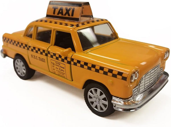 NYC Yellow Cab Taxi Toy with Pullback Action, Die Cast New York City Taxi (No Sound)