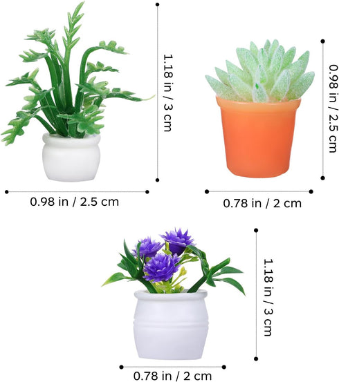 IMIKEYA Miniature Dollhouse Plant Flowers, 12pcs Potted Plants & Fake Greenery for Dollhouse Decor