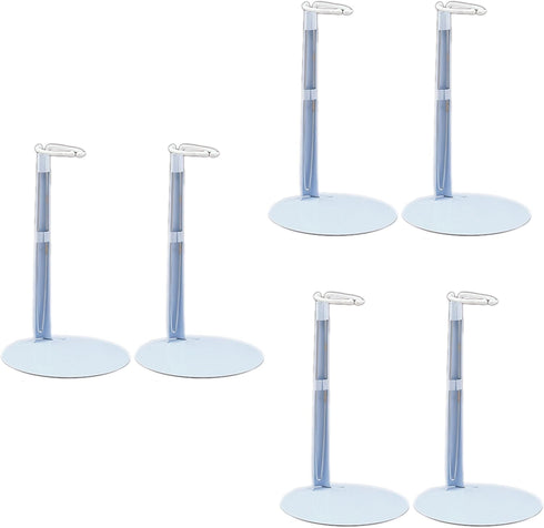 BANBERRY DESIGNS Doll Stand Set of 6 Adjustable Holders for Dolls and Figures 6-12 inches High, White Metal