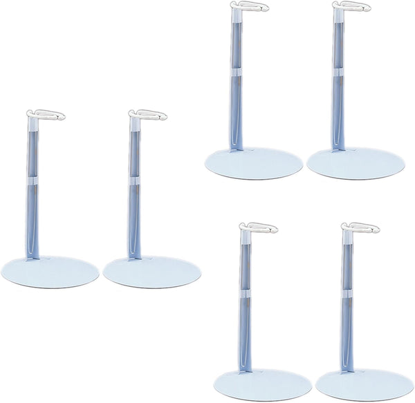 BANBERRY DESIGNS Doll Stand Set of 6 Adjustable Holders for Dolls and Figures 6-12 inches High, White Metal