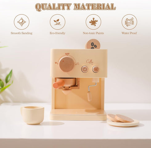 10Pcs Playset Set Sets ibwaae Kids Coffee Maker Toy Coffee Maker Wooden Kitchen Toys Toddler Play Kitchen Accessories