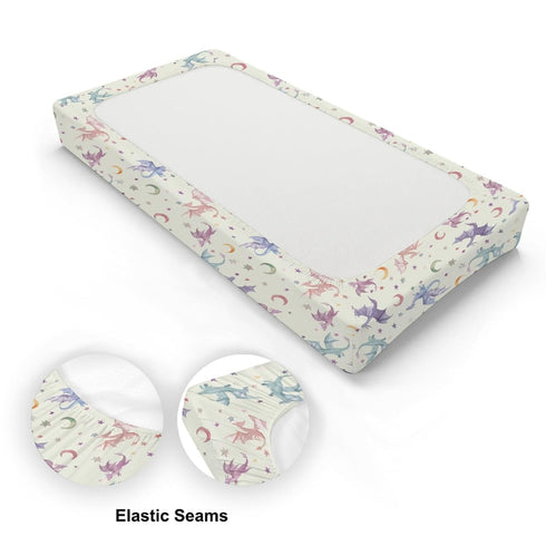 KuphiL10C Girls-16x32 Watercolor Colorful Dragon Moon Stars Baby Changing Pad Cover,Unisex Dragon Nursery Diaper