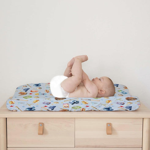 Watercolor Baseball Changing Pad Covers, Soft Stretch Fitted Diaper Change Table Mats for Boy Girl, 32" x 16"