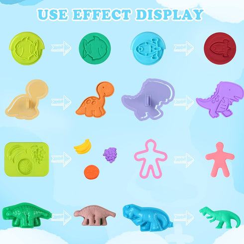 144 Set 3-8 PCS Dough Tools for Kids Ages Includes Letter & Number Cutters, Animal Cutters, Dinosaur Molds, Extruder