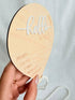 Kemmintvn Wooden Newborn Announcement Ornament, Hello World Balloon Sign with Hanging Rope, Birth Details Wood