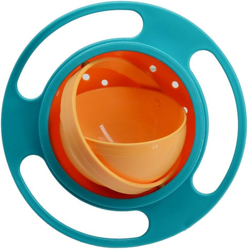 Song Qing Magic Gyro Bowl, 360 Degree Rotate Spill-Proof Bowls with Lid, Creative Feeding Dishes