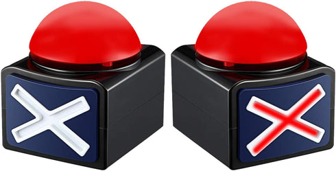 2 Pieces Game Show Button Box with Lights and Alarms for Trivia Quiz Master