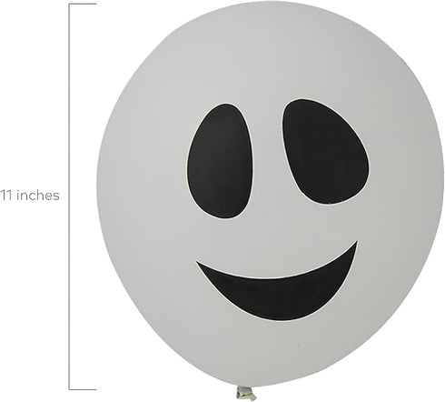 Spooktacular Black & White Halloween Ghost Balloons - 11" (Pack of 48), Premium Quality for Creepy Decor