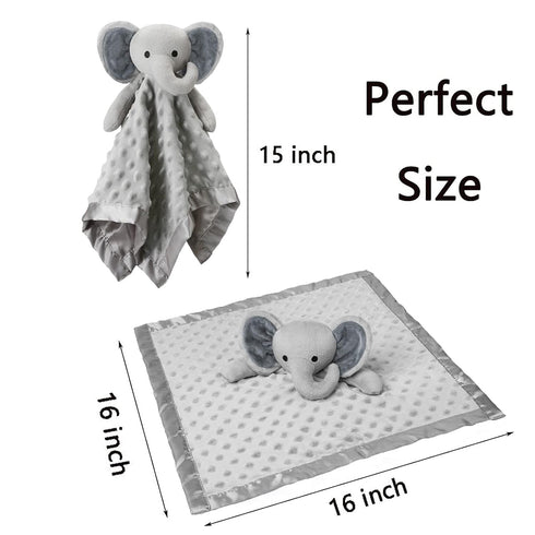 Pro Goleem Elephant Loveys for Babies - Soft Security Blanket and Stuffed Animal Toy for Infant and Toddler, Gray 16
