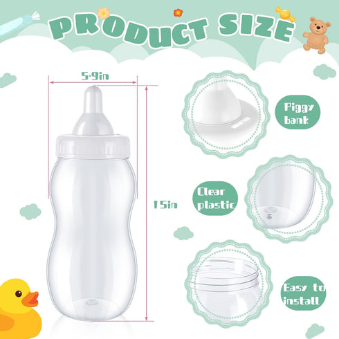 Tessco for you 2 15 Inch Pcs Big Baby Shower Bottle for Baptism Game Large Jumbo Plastic Baby Shower Bottle Piggy Candy