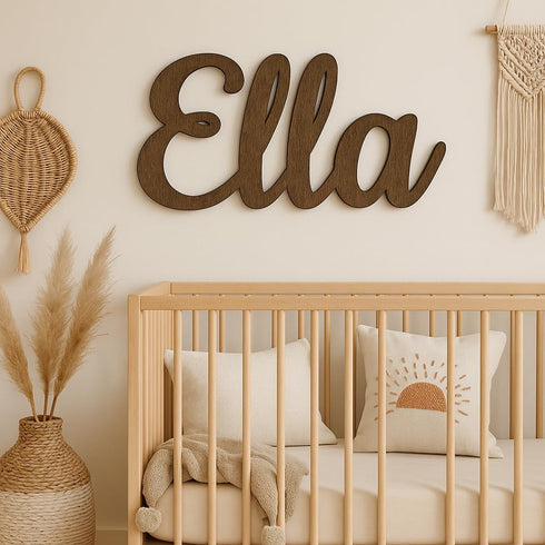 Pabawa Name Sign for Nursery Wooden Name Plaque Baby Girl Wall Decor Boys Room Nameplate Birthday Laser Cut Letters