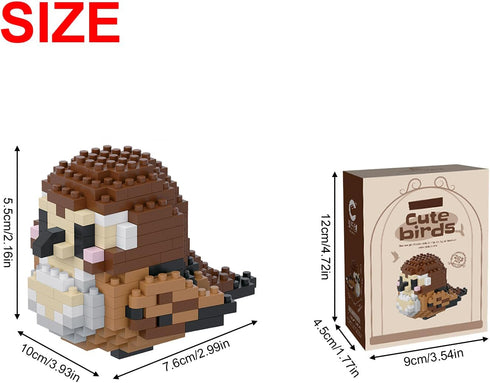 Set WKLJM-01 263Pcs 8919 Parrot Micro Building Bricks Kit Bird Thmed Blocks Decoration for Home and Office (Brown)
