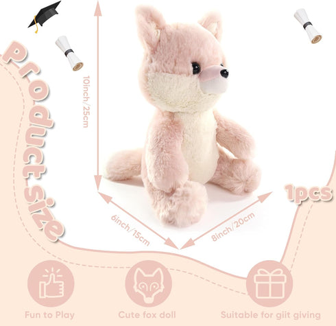 Furvana 10 Fox Stuffed Animal, Adorable Toy Fox Plush for Kids Boys Girls Birthday Nursery Bedtime Gift, Pink