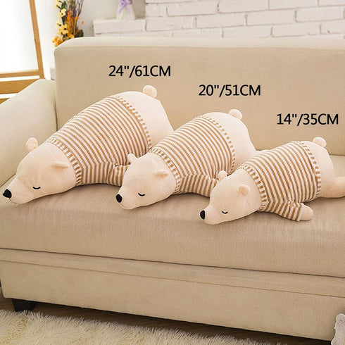 MMTTAO 20 Inch 20Inches Stuffed Polar Bear Animal Plush Toy Large White Sleeping Bear Animal Stuff Soft Plushies Cute
