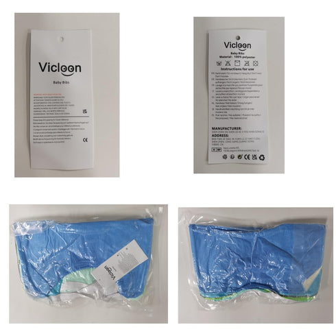 Vicloon Baby Bibs, 5PCS Terry Bib Set, Waterproof Cotton Bibs for Boys, Girls, Adjustable Elastic Strap