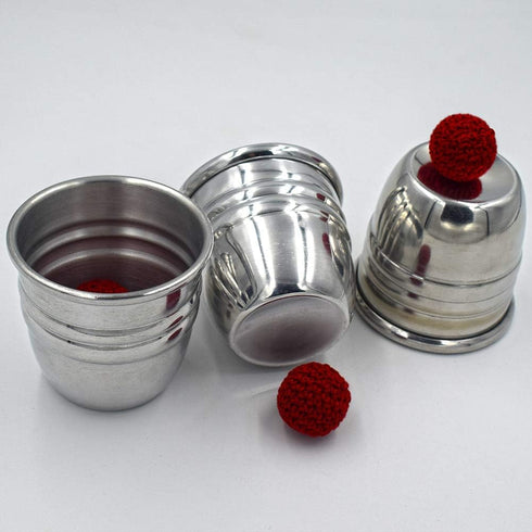 Magic Cups and Balls - Professional Performance Grade Polished Aluminum Cups and Knitted Balls Included