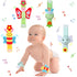 4 Pieces Baby Wrist Rattles, Animal Pattern Newborn Foot Rattles Toy for Boys Girls, 4 Designs (Elephant, Donkey,