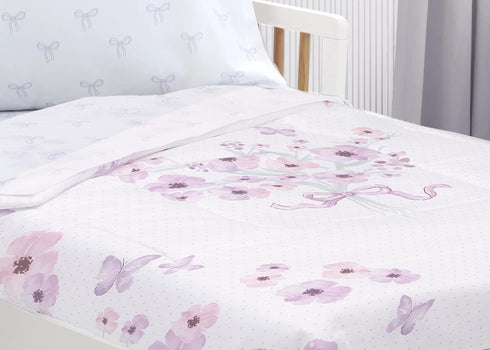 4 Set 2-in-1 Delta Children Piece Toddler Bedding for Girls - Reversible Comforter - Includes Fitted Comforter to Keep