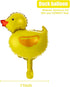 16 Pieces Mini Duck Foil Balloons with 2 Rolls Gold Ribbons for Farm Animal Birthday Baby Shower Party Decoration