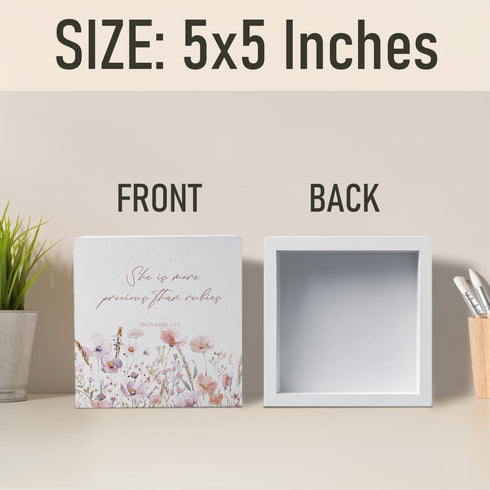 STHTTSW 5x5 Baby Girl Nursery Decor, Christian Wildflower Woodne Sign, Nursery Shelf Wall Decor, Pink Floral Christian