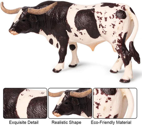 Flormoon Realistic Texas Longhorn Bull Animal Figures, Plastic Early Educational Toys Cupcake Topper for Kids