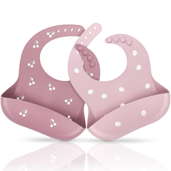 ME.FAN Silicone Baby Bibs Set of 2 - Adjustable Silicone Bibs for Babies & Toddlers