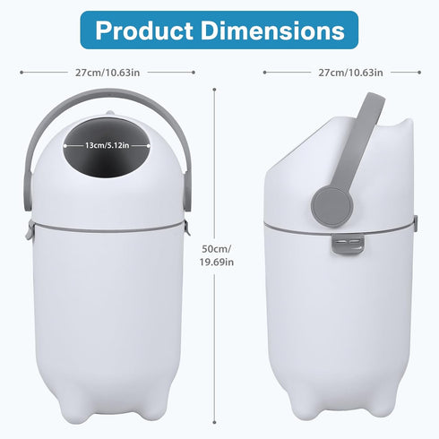 GIFZES 15L Odor Proof Diaper Pail, Large Capacity Portable Plastic Trash Can, Airtight Diaper Disposal Bin