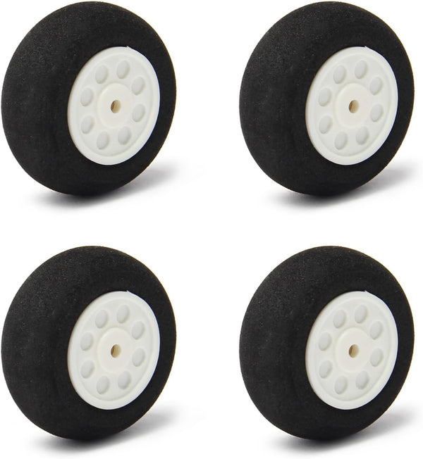 Yinpecly RC Car Wheel 40mm Dia Sponge Tires Set for DIY RC Car, Truck, Boat, Helicopter Model, White and Black 4PCS