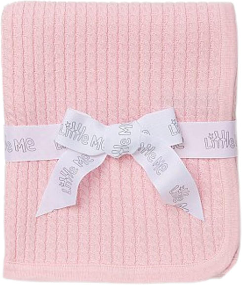 Little Me Baby Girls' Pink Cable Knit Swaddling Receiving Blanket by Little Me