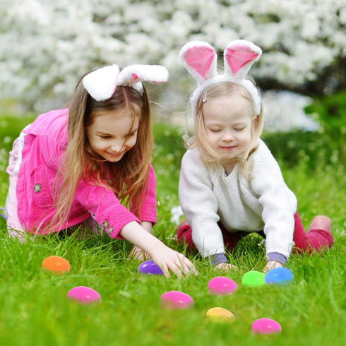 ThinkMax 24 pcs Easter Eggs Filled with Mini Plush Animals Toy for Basket Stuffers/Fillers, Hunt, Party Favor