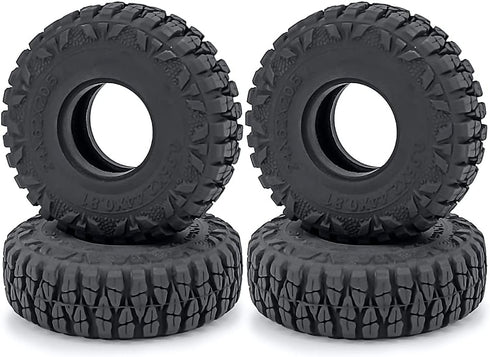 RCLIONS 4PCS Rubber Micro 1" RC Wheel Tires 62mm for 1/24th Axial SCX24 Deadbolt, C10, JLU CRC, Bronco RC Crawler