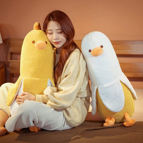 Banana Duck Plush Toy 35.5'', Cute Big Banana Stuffed Animal, Duck Plushie Long Pillow, Funny Hugging Cushion Gifts for