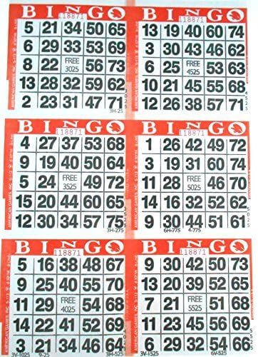 6 on Orange Bingo Paper Cards - 500 Sheets - 3000 Cards