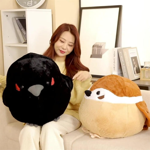 XIYUAN 17.8inch Sparrow Plush Toy Large Fat Bird Plushie Doll Cute Ball Soft Throw Pillow Funny Animal Form Plush