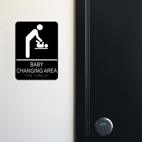 Baby Changing Area Sign for Business, ADA Compliant Braille Restroom Sign, 8.27 x 5.9 inch