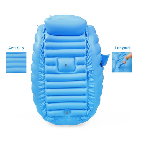 PandaEar Inflatable Baby Bathtub, Portable Toddler Bath Tub with Air Pump, Foldable Shower Basin (Blue)