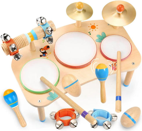 WINGYZ 11-in-1 Toddler Drum Set-Wooden Baby Musical Instruments & Montessori Musical Toys
