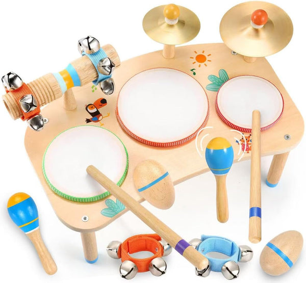 WINGYZ 11-in-1 Toddler Drum Set-Wooden Baby Musical Instruments & Montessori Musical Toys