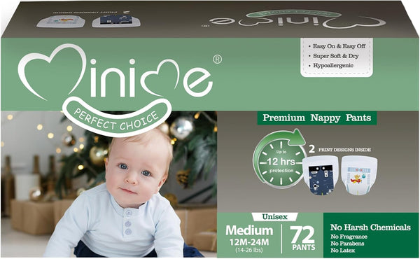Minime Baby Training Pants, Premium Hypoallergenic Disposable Underwear, Size 12M-24M (14-26 lbs), 72 Count, Fragrance