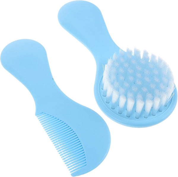 BESTonZON Newborn Hairbrush and Scalp Comb Set for Grooming, Sky-Blue Brush for