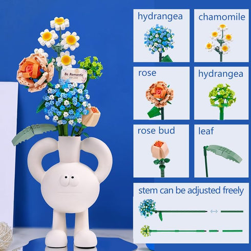 Set, 680 (1671) Flower Bouquet Building Blocks Creative Artificial Eternal Flower Plant Models, Home Decor or Idea