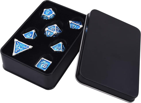 AUSTOR 7-Die Metal DND Dice Set: Polyhedral Dice for Dungeons and Dragons, Pathfinder, Warhammer, MTG