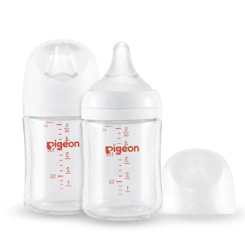 Pigeon Glass Nursing Bottle Wide Neck, Streamlined Body, Natural Feel, Easy to Clean, Heat-Resistant, 5.4 Oz