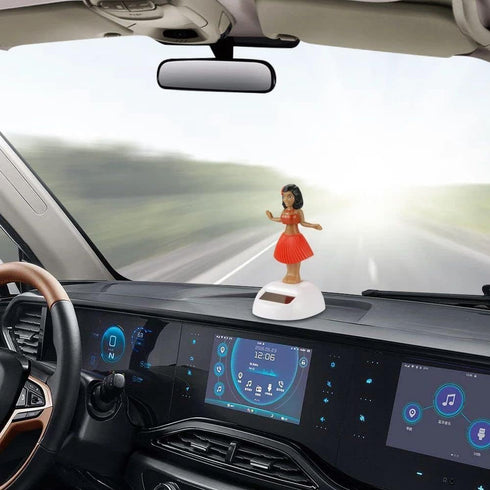 Green Solar Powered Dancing Hula Girl Dashboard Decorations, Swinging Bobbleheads Toy Collection